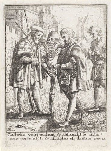 De advocaat en de Dood by Wenceslaus Hollar