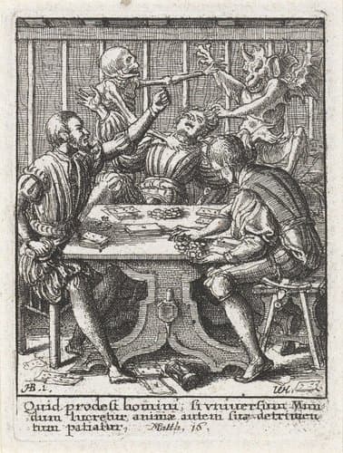 De kaartspeler en de Dood by Wenceslaus Hollar