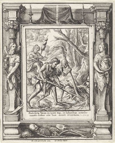 Adam en Eva na de zondeval by Wenceslaus Hollar