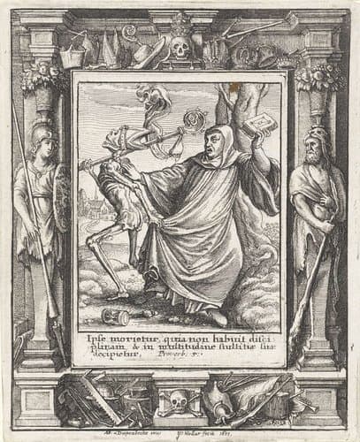 De abt en de Dood by Wenceslaus Hollar