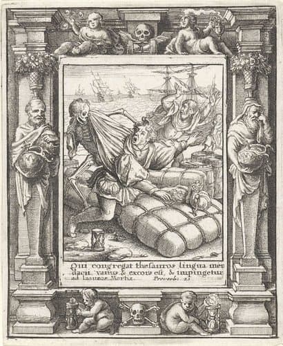 De koopman en de Dood by Wenceslaus Hollar
