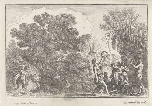 Musicerende en dansende saters en nimfen by Wenceslaus Hollar