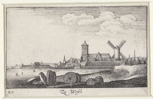 Gezicht op Wesel by Wenceslaus Hollar