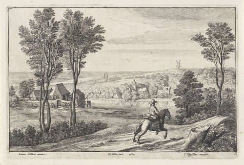 Landschap met een ruiter by Wenceslaus Hollar