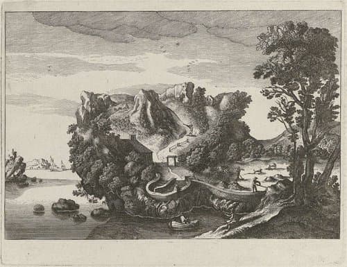Landschap in de vorm van een mannenhoofd by anonymous