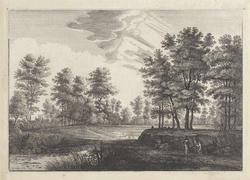 Landschap met figuren en een kudde schapen by Wenceslaus Hollar