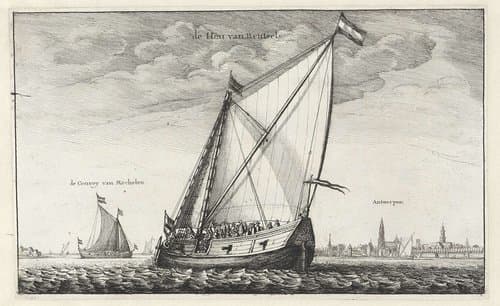 Gezicht op de Schelde bij Antwerpen by Wenceslaus Hollar