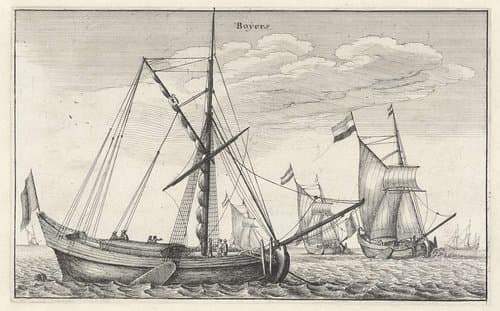 Boeiers op zee by Wenceslaus Hollar