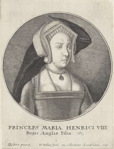 Portret van Maria Tudor, koningin van Engeland by Wenceslaus Hollar