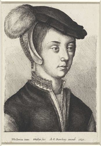 Portret van jonge vrouw met gepluimde bonnet by Wenceslaus Hollar