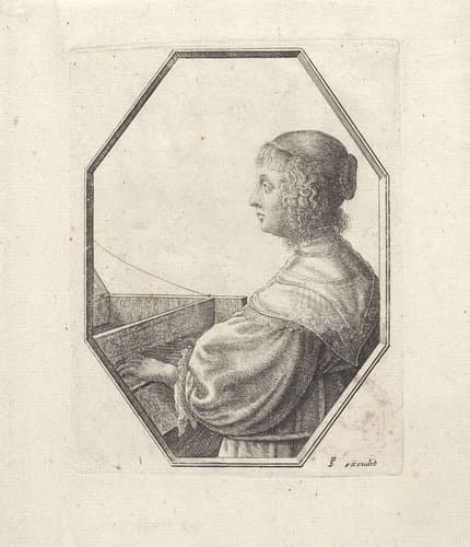 Vrouwenportretten in achthoekige lijsten by Wenceslaus Hollar