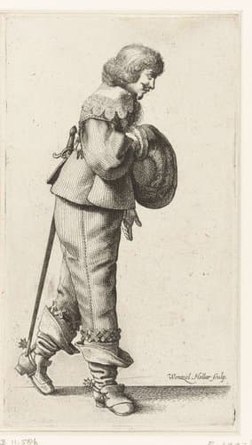 Staande man maakt een buiging by Wenceslaus Hollar