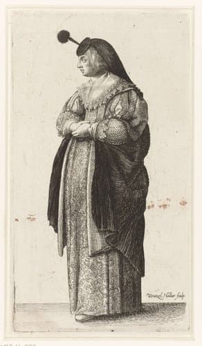 Vrouw met houpette by Wenceslaus Hollar