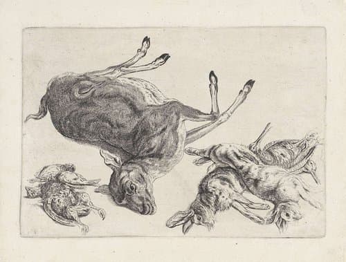 Jacht, jachthonden en wild by Wenceslaus Hollar