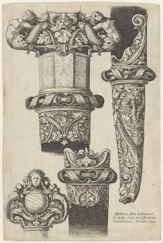Ornamenteel ontwerp voor een dolk en schede by Wenceslaus Hollar