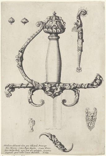 Ornamenteel ontwerp voor een zwaardheft by Wenceslaus Hollar