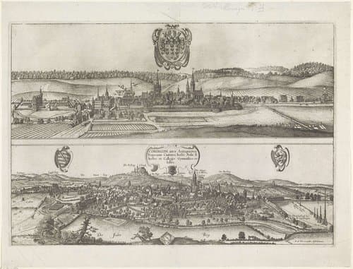 Gezichten op Ansbach en Coburg by Wenceslaus Hollar