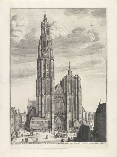Westgevel van de Onze-Lieve-Vrouwe-Kathedraal te Antwerpen by Wenceslaus Hollar