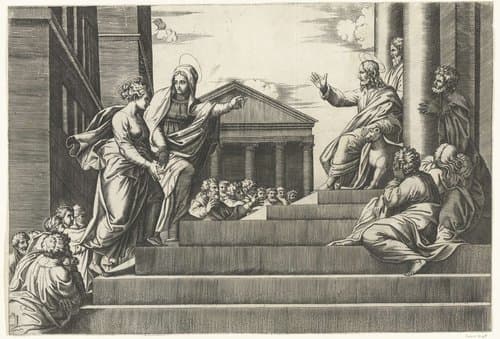 Marta leidt Maria Magdalena naar prekende Christus by anonymous