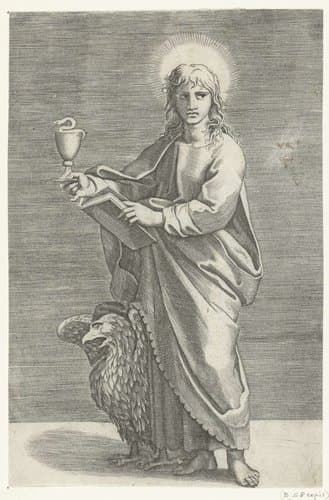 Apostel Johannes de Evangelist met miskelk en adelaar by Marco Dente