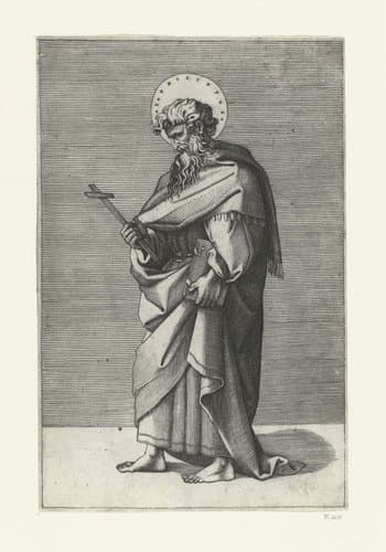 Christus en de Apostelen by Marcantonio Raimondi