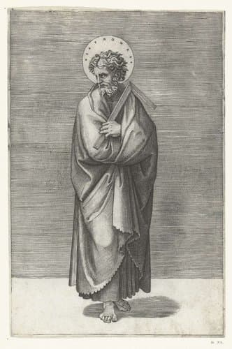 Christus en de Apostelen by Marcantonio Raimondi