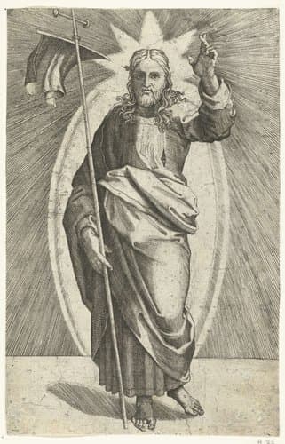 Christus en de Apostelen by Marcantonio Raimondi