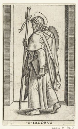 Apostel Jakobus de Meerdere (Major) met pelgrimshoed en pelgrimsstaf by anonymous