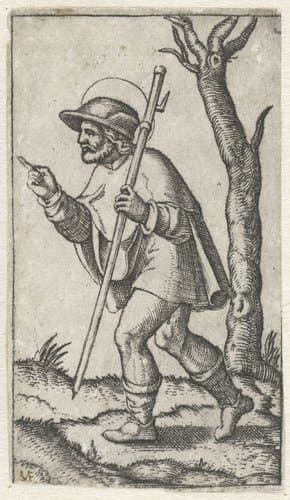 Heilige Rochus als pelgrim met pelgrimsstaf by anonymous