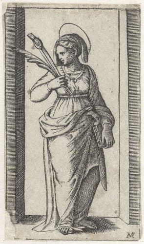 Heilige Apollonia met nijptang met tand by anonymous