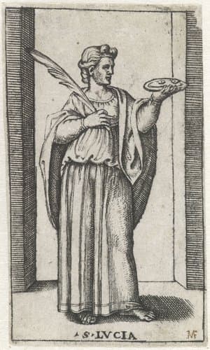 Heilige Lucia met twee ogen op bord by anonymous