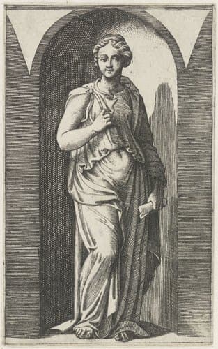 Goden en muzen en jonge vrouwen by Marcantonio Raimondi