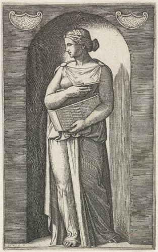Goden en muzen en jonge vrouwen by Marcantonio Raimondi