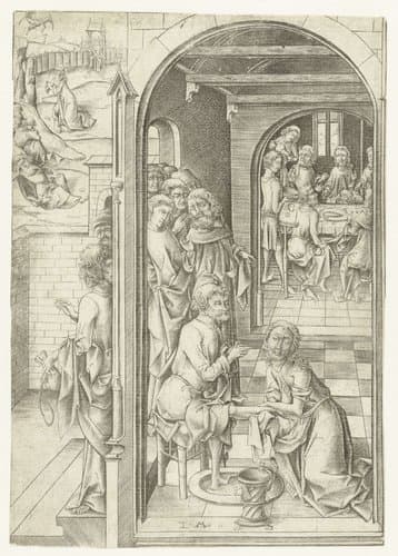 De voetwassing by Israhel van Meckenem