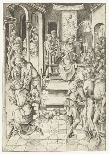 Christus voor Annas by Israhel van Meckenem