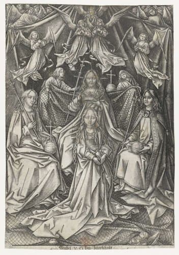 De kroning van Maria by Israhel van Meckenem