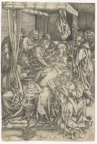 De dood van Maria by Israhel van Meckenem
