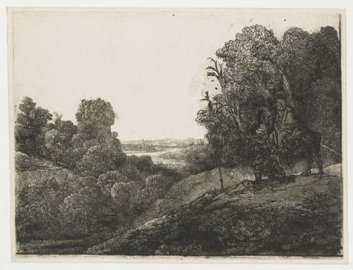 The flight into Egypt: altered plate from Seghers by Rembrandt van Rijn