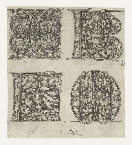 Hoofdletters I, K, L en M by Israhel van Meckenem