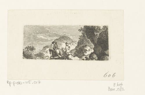 Twee mannen te paard in rotsachtig landschap by Daniel Nikolaus Chodowiecki