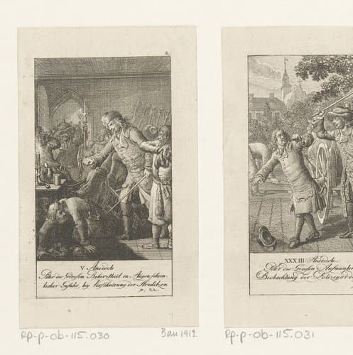 Peter de Grote slaat Sukawnin neer by Daniel Nikolaus Chodowiecki