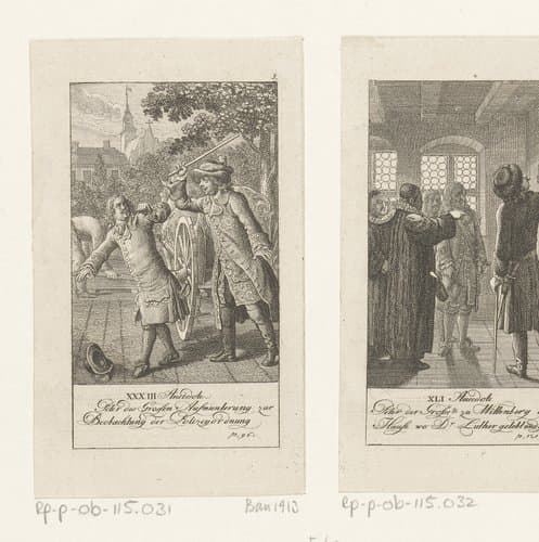Peter de Grote wijst de sergeant op zijn onoplettendheid by Daniel Nikolaus Chodowiecki