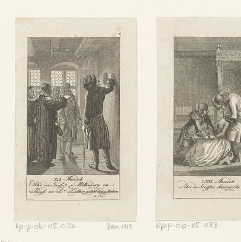 Peter de Grote bezoekt het huis van Martin Luther in Wittenberg by Daniel Nikolaus Chodowiecki