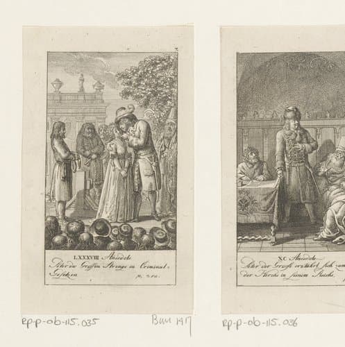 Peter de Grote kust de ter dood veroordeelde vrouw by Daniel Nikolaus Chodowiecki