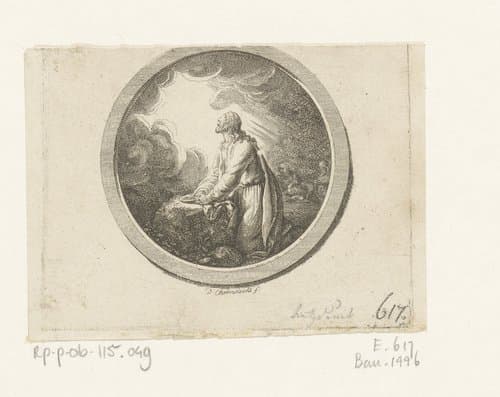 Christus knielend voor een openbrekende hemel by Daniel Nikolaus Chodowiecki
