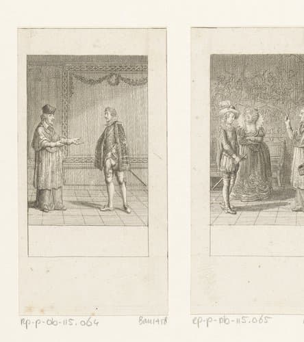 Hendrik I van Guise in gesprek met Karel van Lotharingen by Daniel Nikolaus Chodowiecki