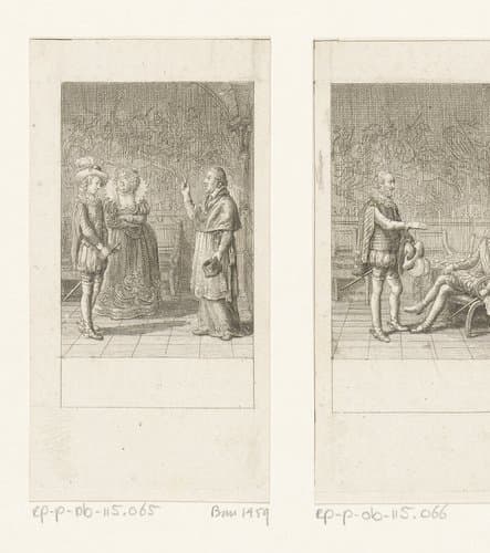 Catharina de' Medici en Karel van Lotharingen proberen Karel IX te overtuigen by Daniel Nikolaus Chodowiecki