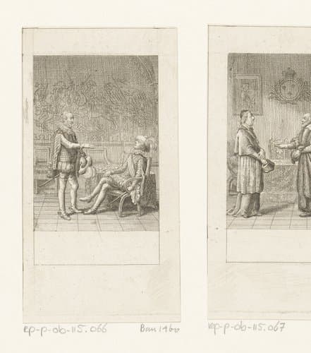Karel IX in gesprek met Gaspard de Coligny by Daniel Nikolaus Chodowiecki
