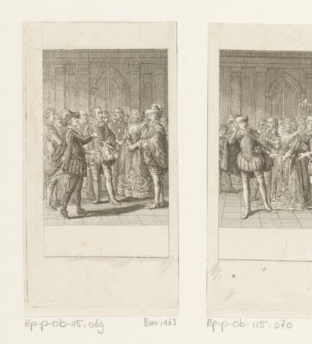 Hendrik van Navarra tegenover Karel IX by Daniel Nikolaus Chodowiecki