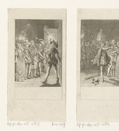 Hendrik van Navarra beledigt Catarina de' Medici by Daniel Nikolaus Chodowiecki